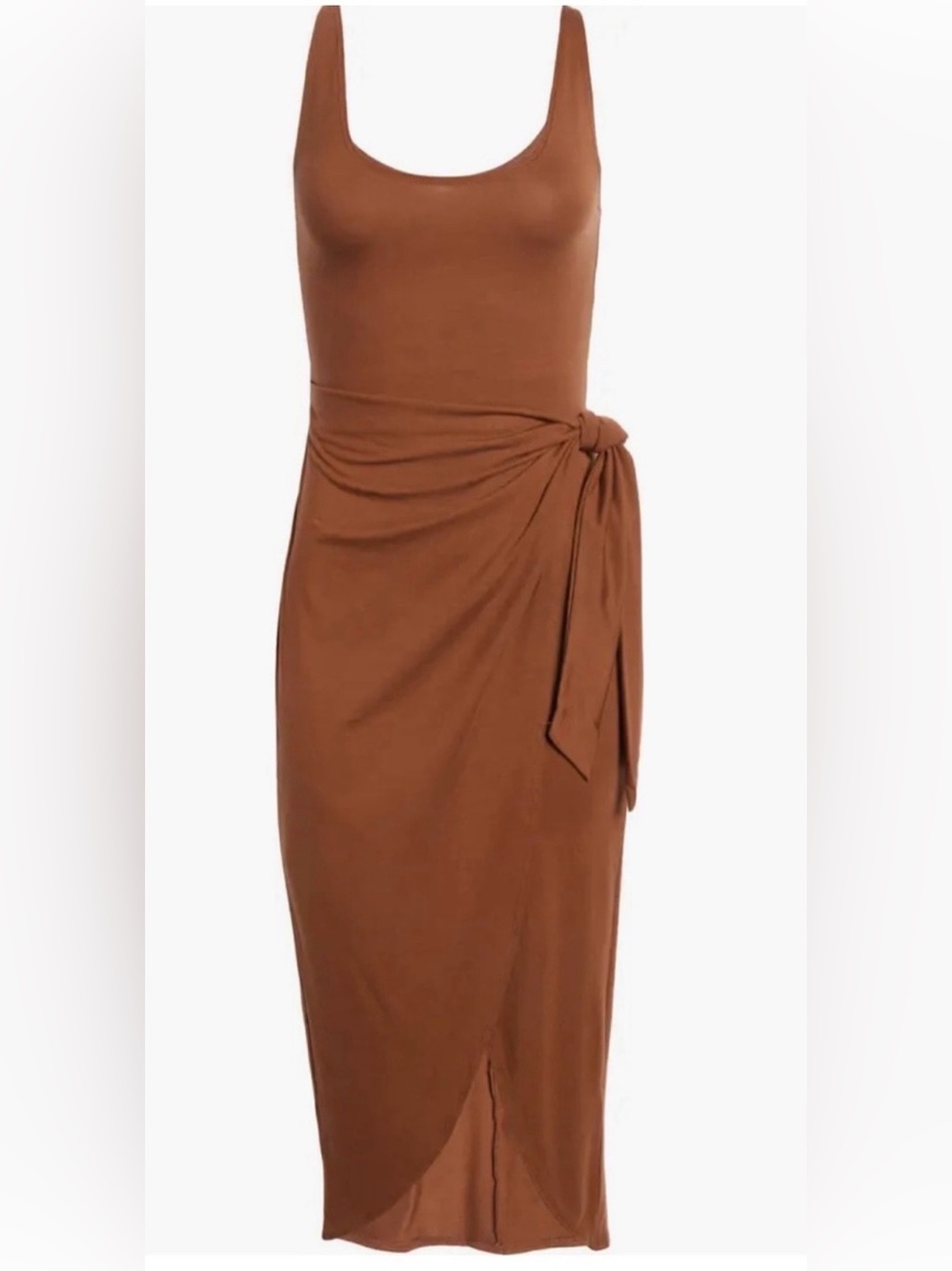 Reformation Kaila Wrap Skirt Dress in a Chestnut Brown - Picture 2 of 12
